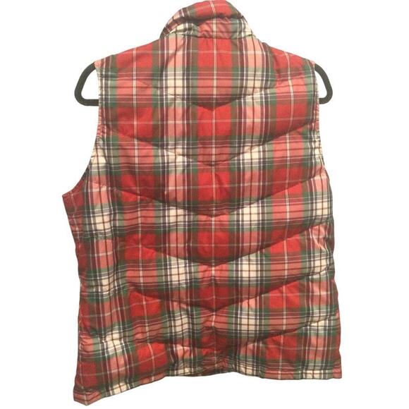 Lands’ End Womens Down Filled Vest Size M Red Plaid Preppy English Countryside - Picture 5 of 8